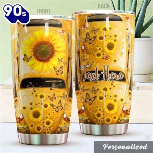 Personalized Sunflower Butterfly Hippie Tumbler