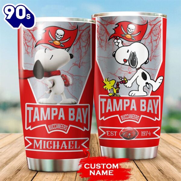 Personalized Tampa Bay Buccaneers Est 1974 Snoopy All Over Print 3D Tumbler – Red-TPH