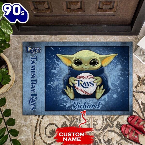 Personalized Tampa Bay Rays Baby Yoda All Over Print 3D Doormats-TPH