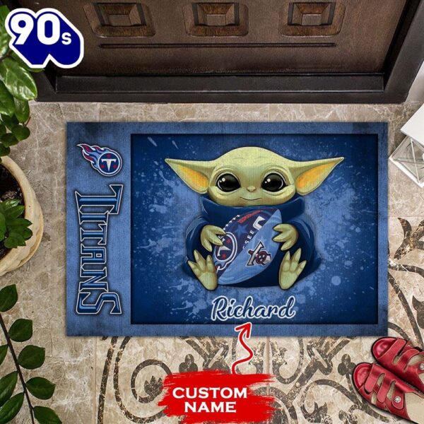 Personalized Tennessee Titans Baby Yoda All Over Print 3D Doormats-TPH