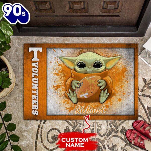 Personalized Tennessee Volunteers Baby Yoda All Over Print 3D Doormats – Orange-TPH