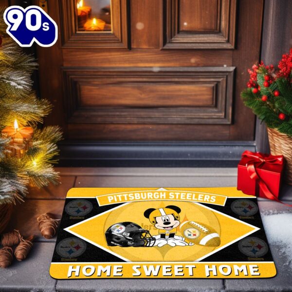 Pittsburgh Steelers Doormat Sport Team And Mickey Mouse NFL Doormat