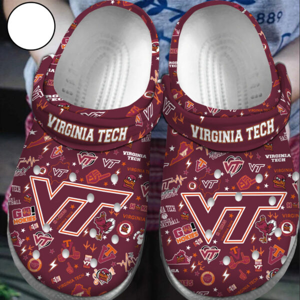 Premium Virginia Tech NCAA Sport Crocs Crocband Clogs Shoes For Men Women and Kids