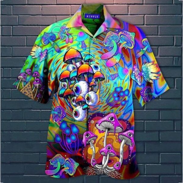 Psychedelic Art Magic Mushroom Trippy Hippie Hawaiian Shirt – Beachwear For Men – Gifts For Young Adults