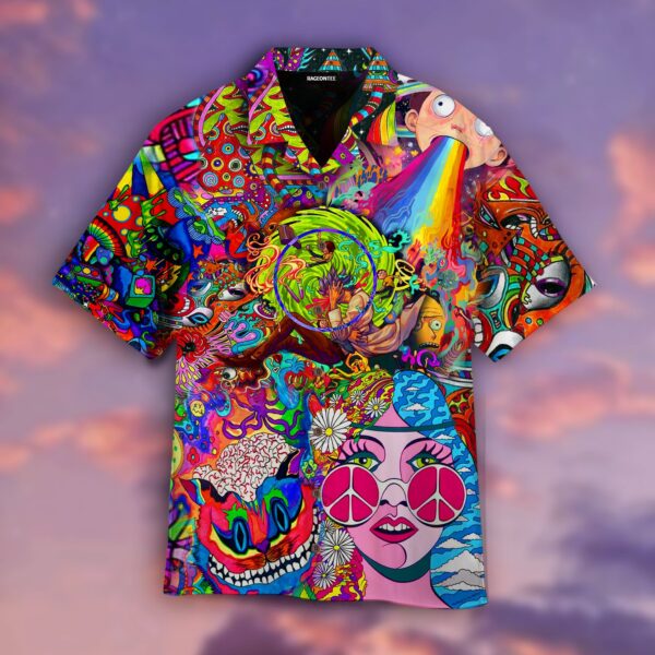 Psycho Chemistry Hippies Hippie Hawaiian Shirt – Beachwear For Men – Gifts For Young Adults