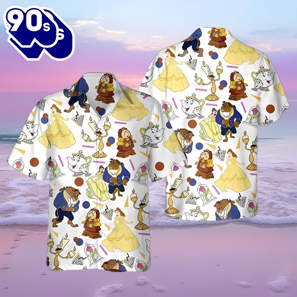 Retro 90s Beauty And The Beast Disneyland Family Hawaiian Shirt