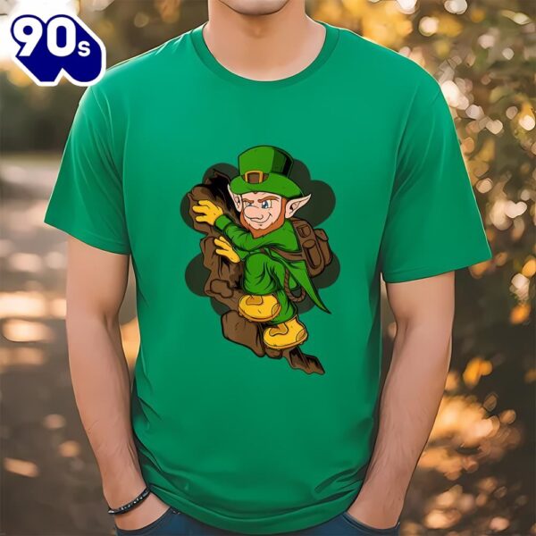 Rock Climber Leprechaun St. Patrick’s Day Rock Climbing T-Shirt