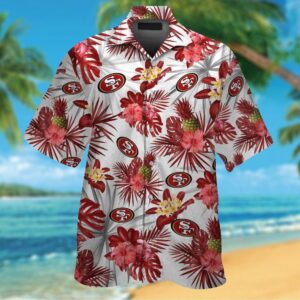 San Francisco 49ers Short Sleeve Button Up Tropical Hawaiian Shirt VER08