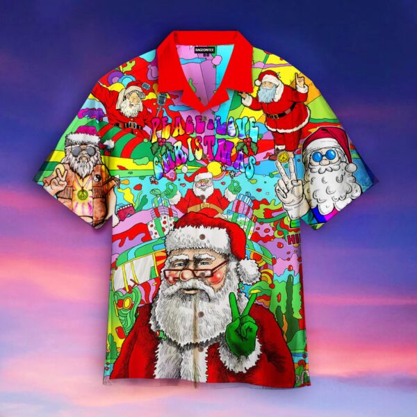 Santa Claus Christmas Hippie Hawaiian Shirt – Beachwear For Men – Gifts For Young Adults