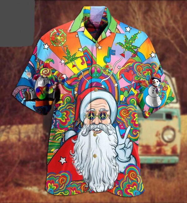 Santa Says Hi 3d Hippie Hawaiian Shirt- Beachwear For Men – Gifts For Young Adults
