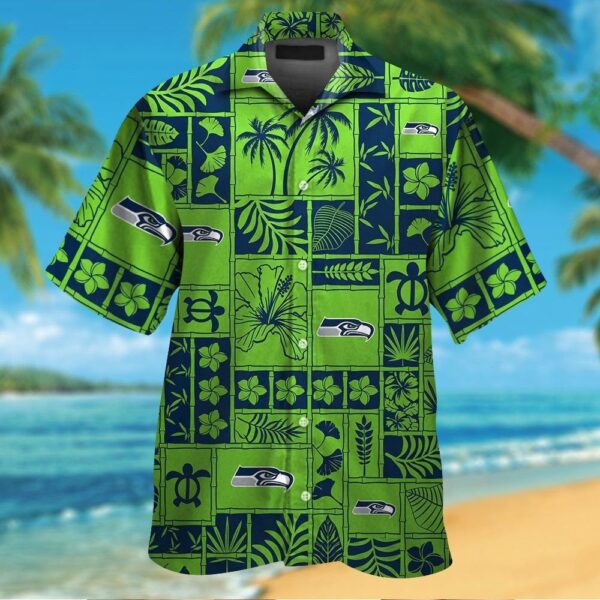 Seattle Seahawks Short Sleeve Button Up Tropical Hawaiian Shirt VER015