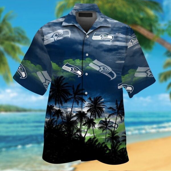 Seattle Seahawks Short Sleeve Button Up Tropical Hawaiian Shirt VER026