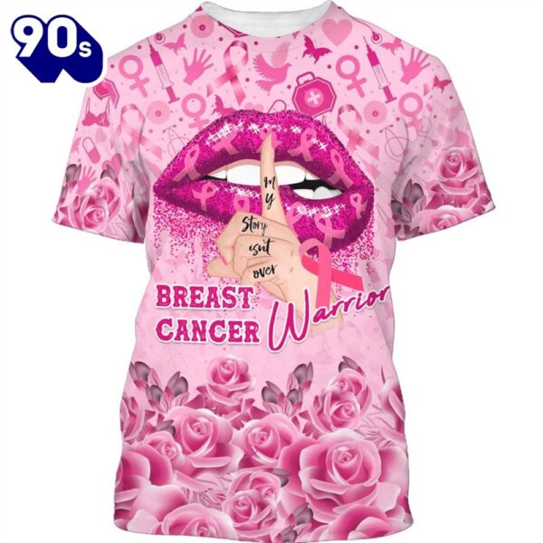Sexy Lips Flower Breast Cancer Warrior – Breast Cancer Awareness 3D All Over Print Shirt