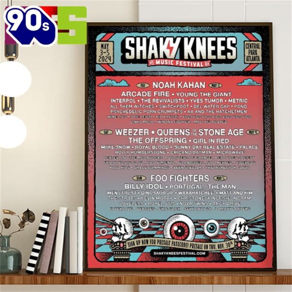 Shaky Knees Music Festival 2024 Atlanta Central Park Georgia Band List Home Decor Poster