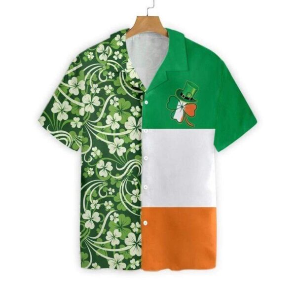 Shamrock With Hat And Ireland Flag Saint Patrick’s Day Hawaiian Shirt