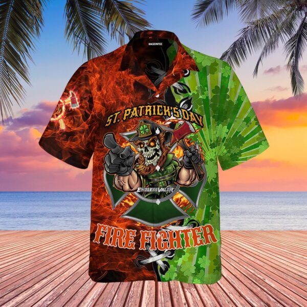 Skull Firefighter St Patrick’s Day Hawaiian Shirt