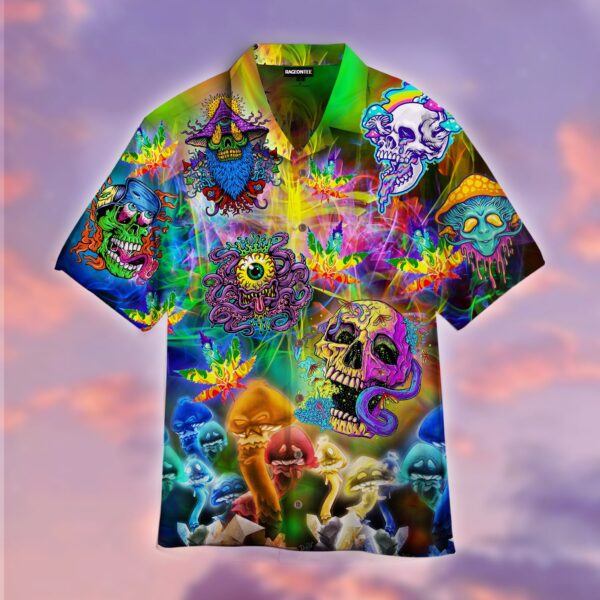 Skull Hippie Hawaiian Shirt – Beachwear For Men – Gifts For Young Adults