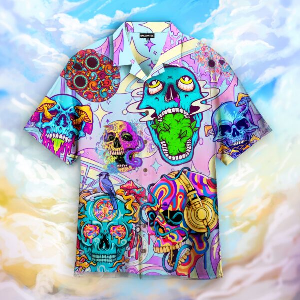 Skull Peace Life Color Limited Hippie Hawaiian Shirt – Beachwear For Men – Gifts For Young Adults