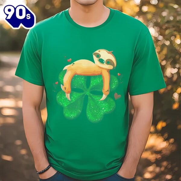 Sloth Four Leaf Clover Shamrock St. Saint Patrick’s Day T-Shirt