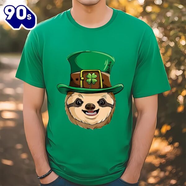 Sloth St Patricks Day T shirt Boys Kids Leprechaun On Men’s T-Shirt