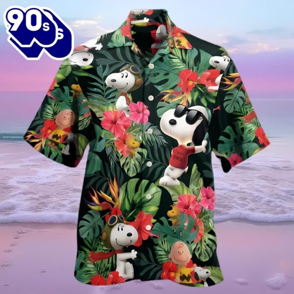 Snoopy And Woodstock Pattern Tropical Summer Hawaiian Shirt