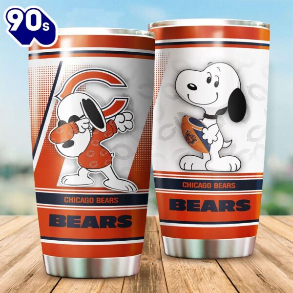 Snoopy Chicago Bears NFL Football Teams Big Logo 9 Gift For Fan Travel Tumbler