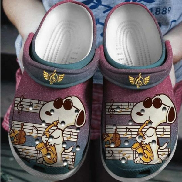 Snoopy Music Cartoon Crocs Crocband Clog Comfortable Water Shoes