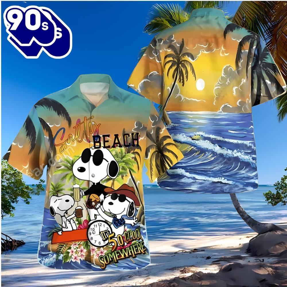 Snoopy Salty Beach It's 5 O'clock Somewhere Hawaiian Shirt