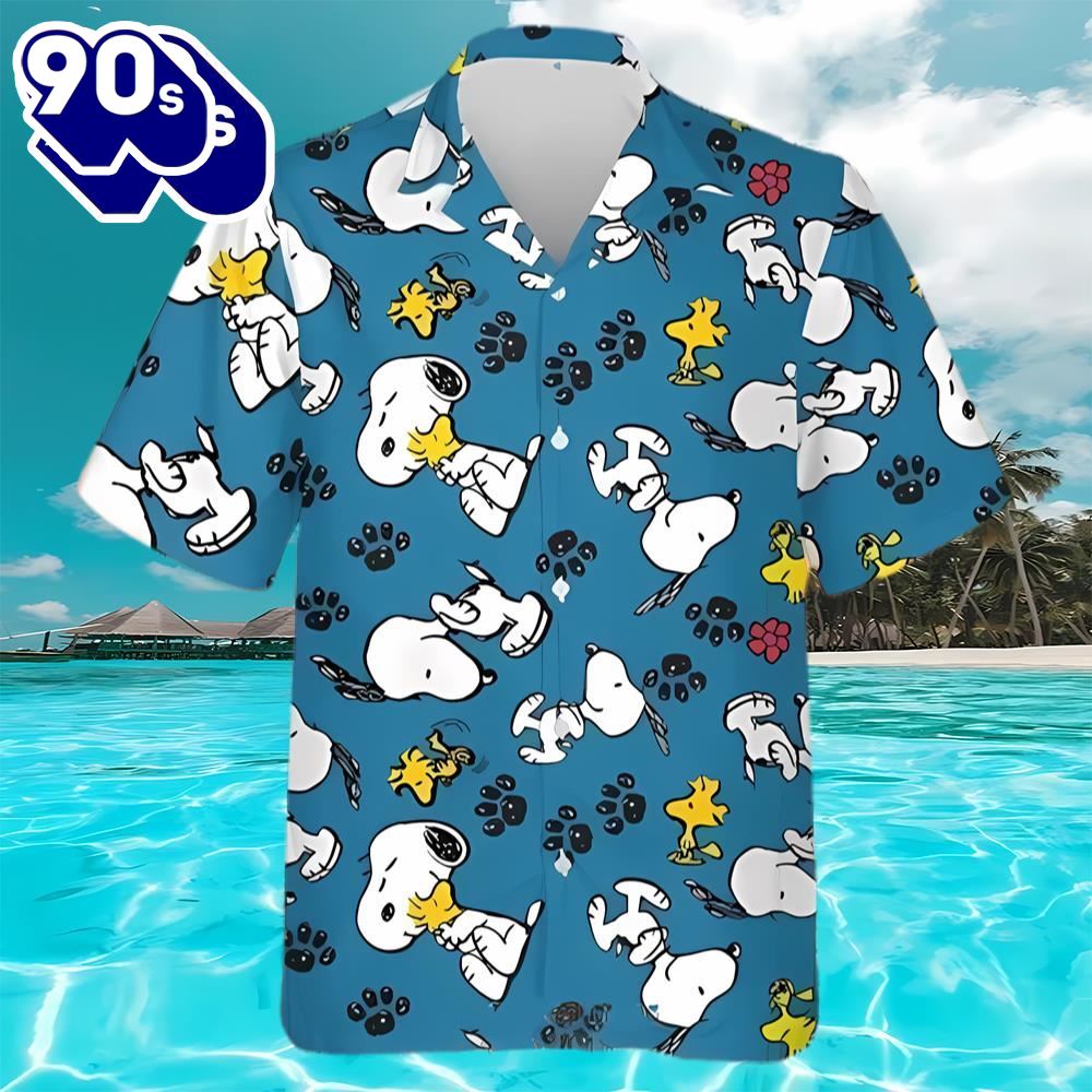 Snoopy With Woodstock Paws Peanuts Funny Hawaii Shirt