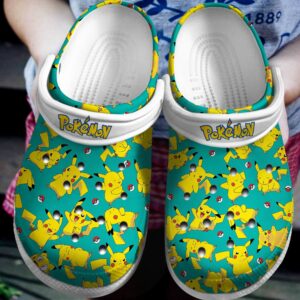 So cute Pikachu Pokemon green Crocs Classic Clog Shoes Zanaboutique