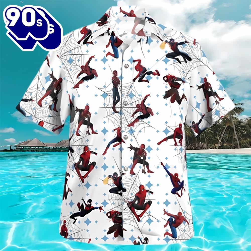 Spider Man White Hawaiian Shirt