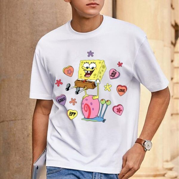 Spongebob Squarepants Valentine T-Shirt Valentine’s Day Merchandise – Women’s Short Sleeve Graphic T-Shirt