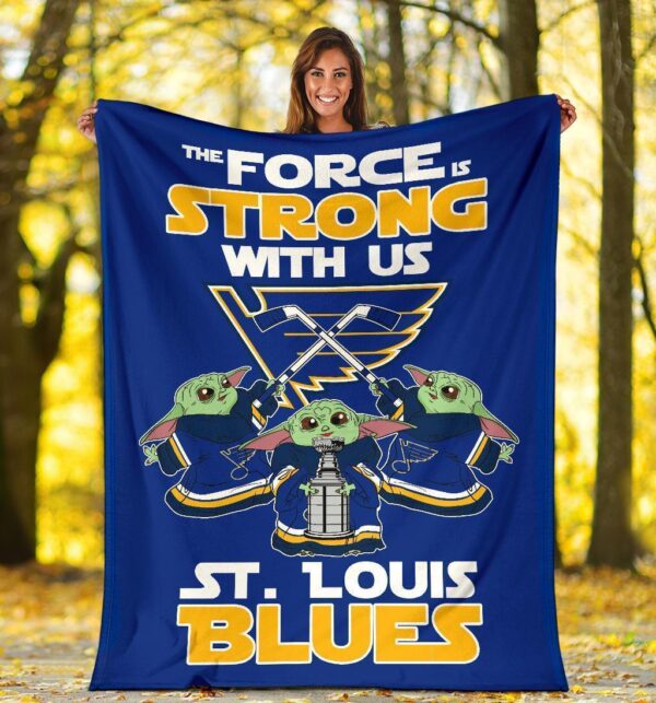 St. Louis Blues Baby Yoda Fleece Blanket The Force Strong