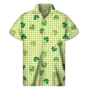 St Patricks Day With Shamrock And Buffalo Plaid Hawaiian Shirt 1