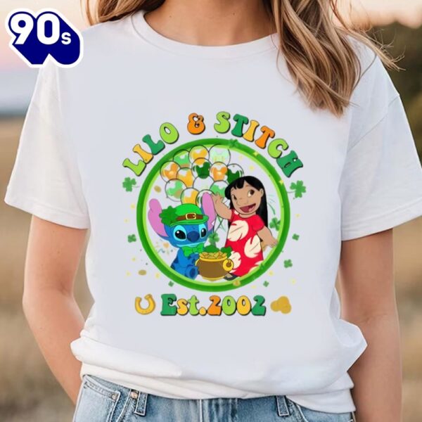 Stitch And Angel Saint Patrick’s Day Stitch Shamrock Shirt