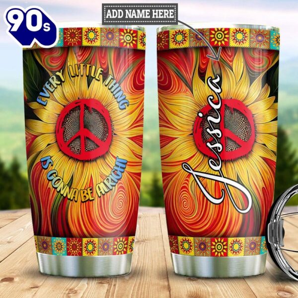 Sunflower Hippie Alright Personalized Tumbler