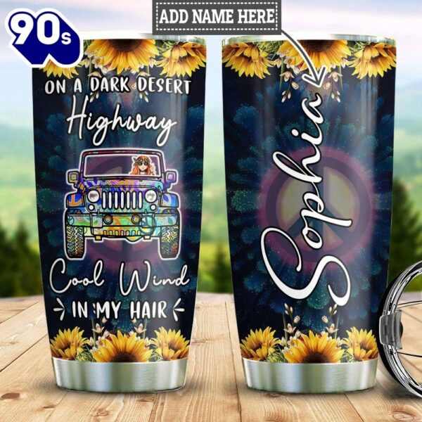 Sunflower Hippie Jeep Personalized Tumbler