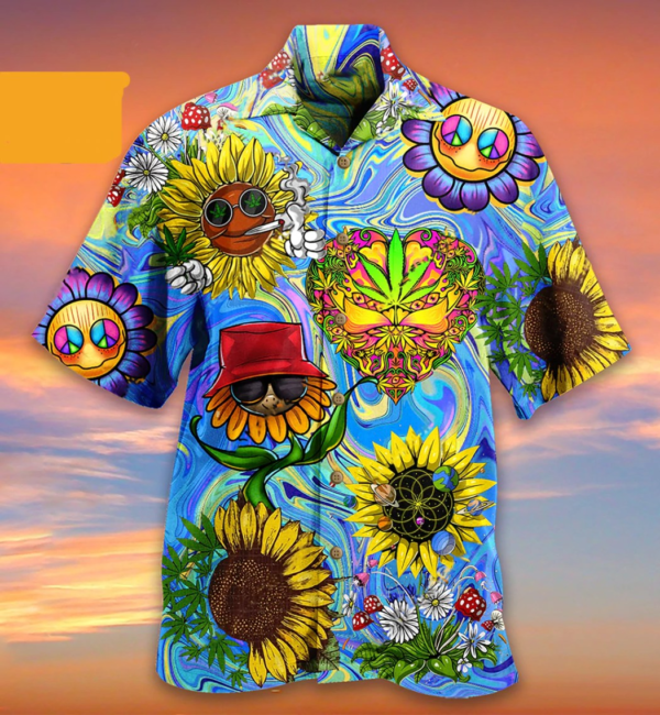 Sunflowers Peace Life 3d Hippie Hawaiian Shirt- Beachwear For Men – Gifts For Young Adults