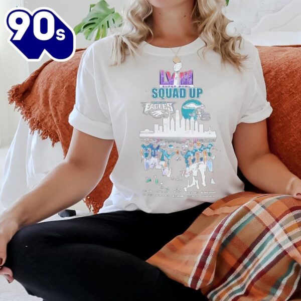 Super Bowl 2024 Squad Up Skyline Signatures Philadelphia Eagles Team Shirt