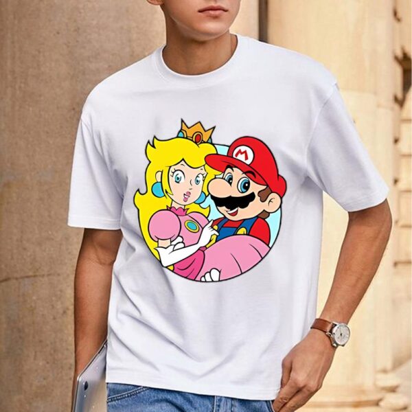 Super Mario And Princess Peach Shirt Super Mario Valentine Love Print T-Shirt