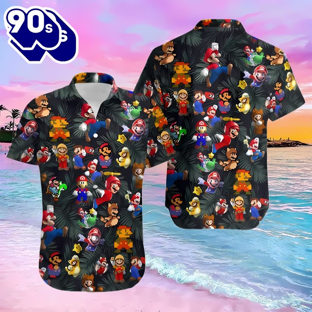 Super Mario Character Vacation Hawaiian Shirt