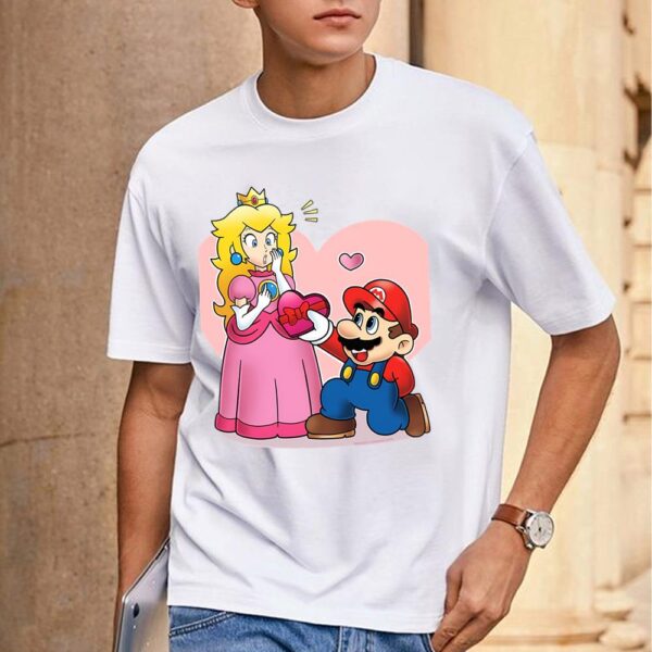 Super Mario Valentines T-Shirt Valentine’s Love Print T-Shirt