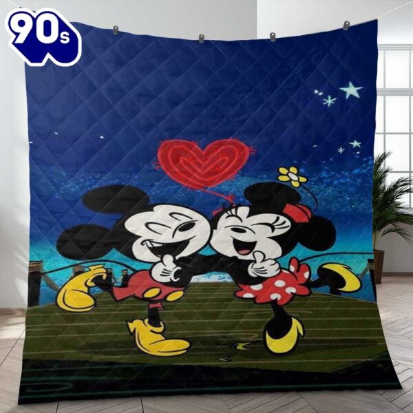 Sweet Love Couple Mickey Mouse Minnie Mouse Disney Cartoon Gifts Lover Blanket