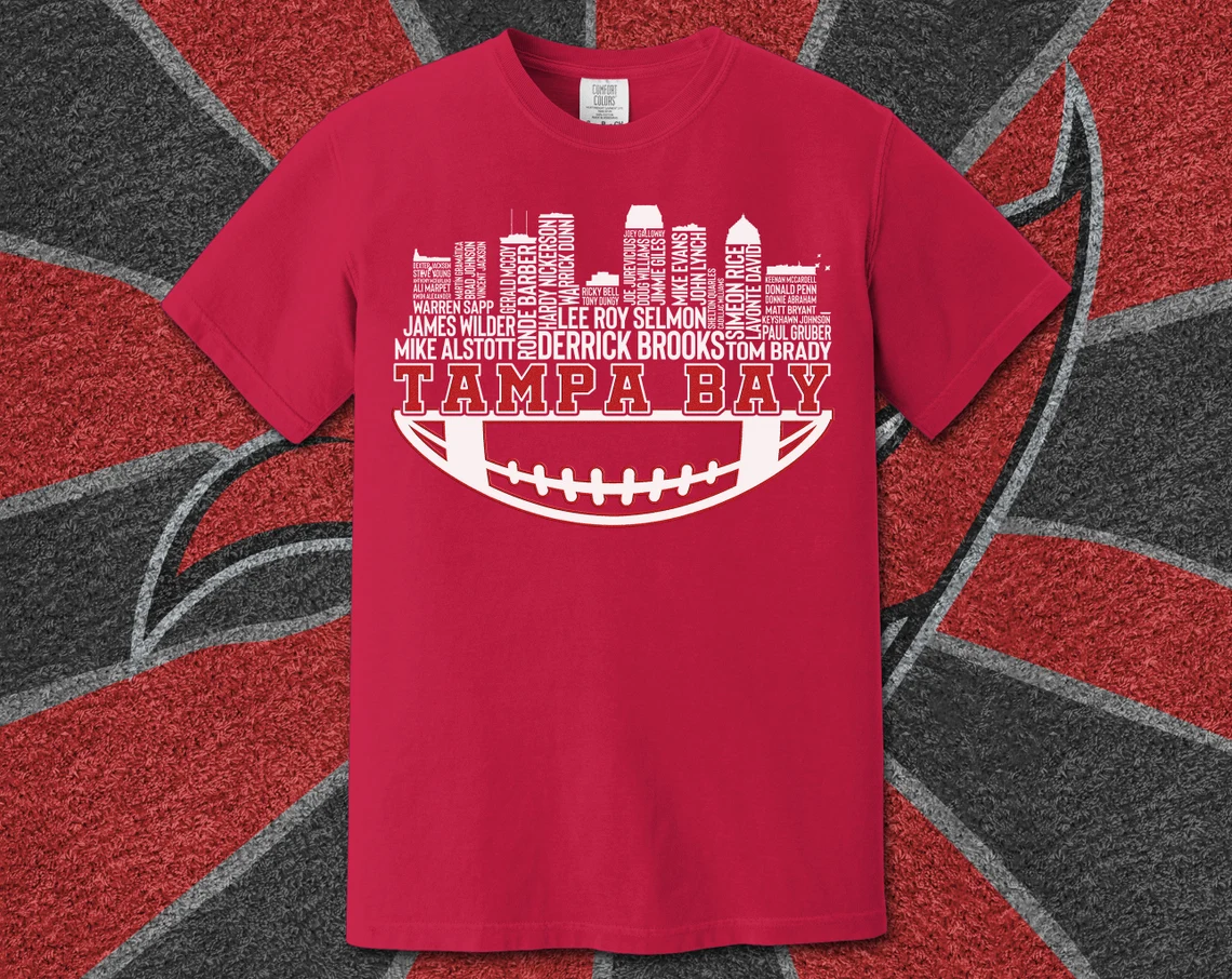 Tampa Bay Football Team All Time Legends, Tampa Bay Skyline T-Shirt