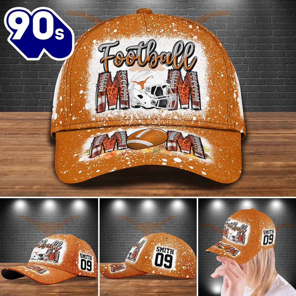 Texas Longhorns Bleached Cap Custom Your Name And Number NCAA Cap