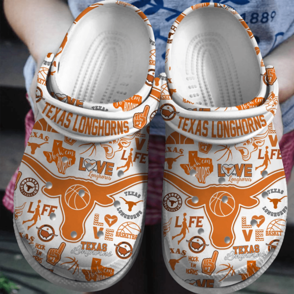 Texas Longhorns NCAA Sport Crocs Crocband Clogs Shoes Comfortable For Men Women and Kids