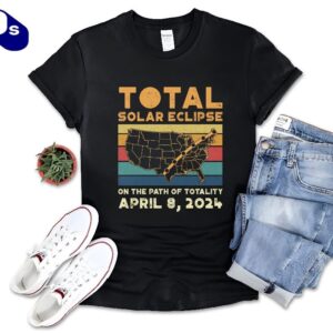 Total Solar Eclipse Shirt April 8 2024 Tee Usa Map Path Of Totality Spring Astronomy Eclipse Shirt
