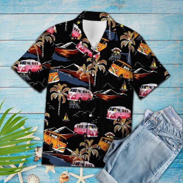 Tropical Car Colorful Amazing Design Hippie Hawaiian Shirt – Beachwear For Men – Gifts For Young Adults