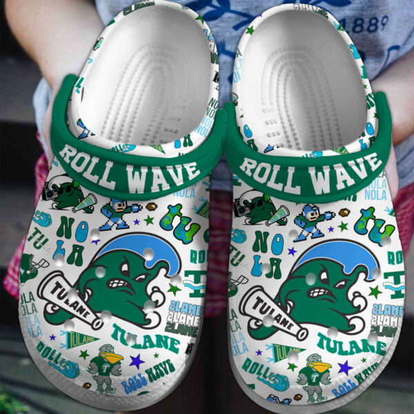 Tulane Green Wave NCAA Sport Crocs Crocband Clogs Shoes Comfortable For Men Women and Kids