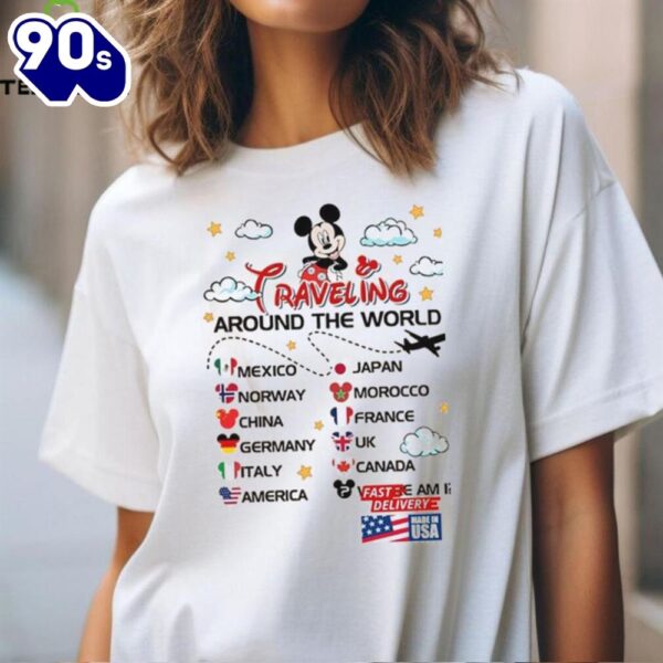 Two Sided Mickey And Friends Epcot World Tour 2024 Shirt